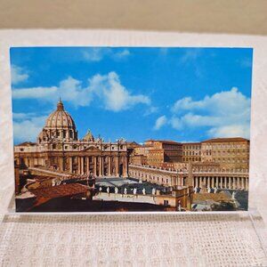 Vintage St Peter's Basilica Vatican City Piazza San Pietro Church Postcard Unp